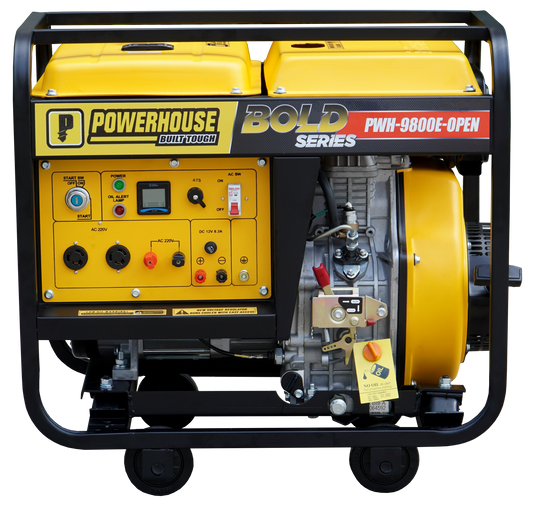 Diesel Open Type Generator w/Battery for Electric Start (PWH-9800E-OPEN)