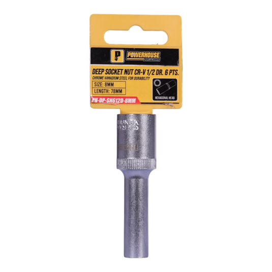 POWERHOUSE DEEP SOCKET NUT CRV 6 POINTS 1/2 DRIVE