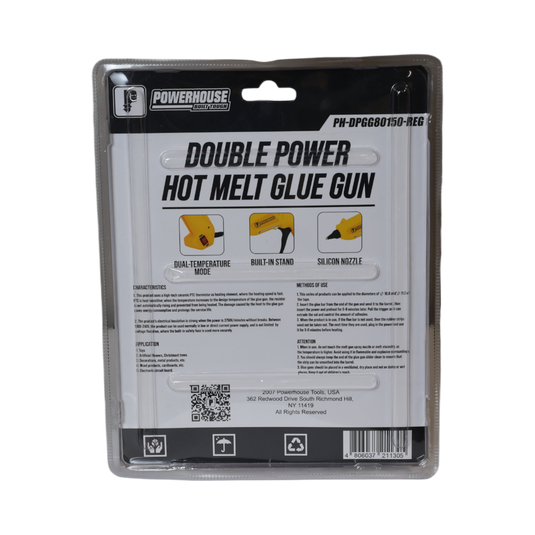 Powerhouse Hot Melt Glue Gun with Glue Sticks (PH-DPGG80150-REG)