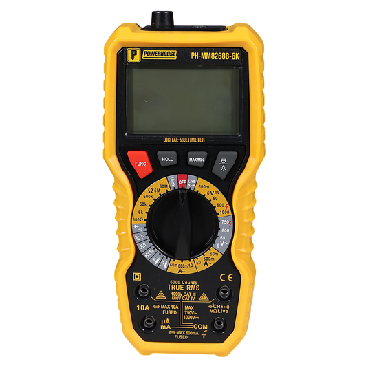 Powerhouse Digital Multimeter 6,000 Counts Cat III 1000V/ Cat IV 400V AC/DC Voltage AC/DC Current