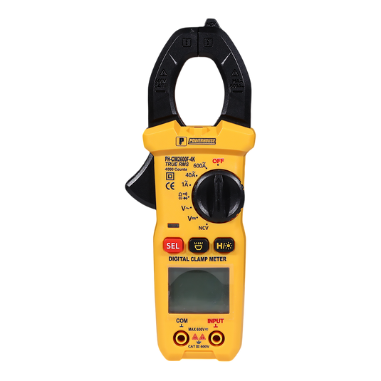 Powerhouse Digital Clamp Meter 4,000 Counts AC/DC Voltage AC/DC Current W/ Flashlight