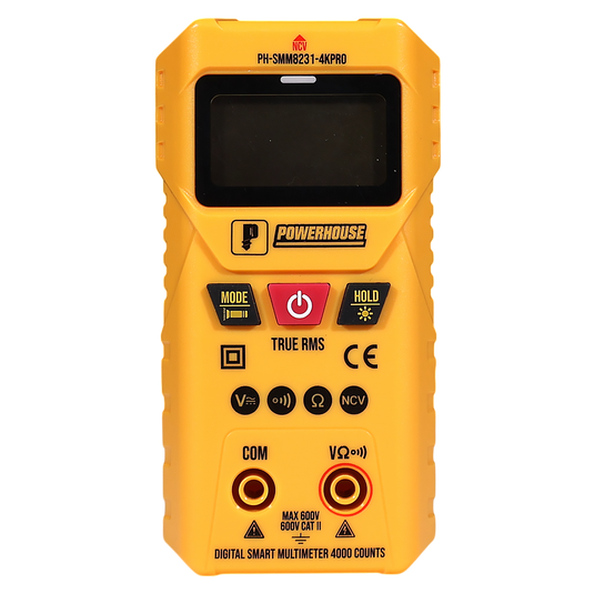 Powerhouse Digital Smart Multimeter 4,000 Counts Pro Cat III 600V AC/DC Voltage w/ Flashlight