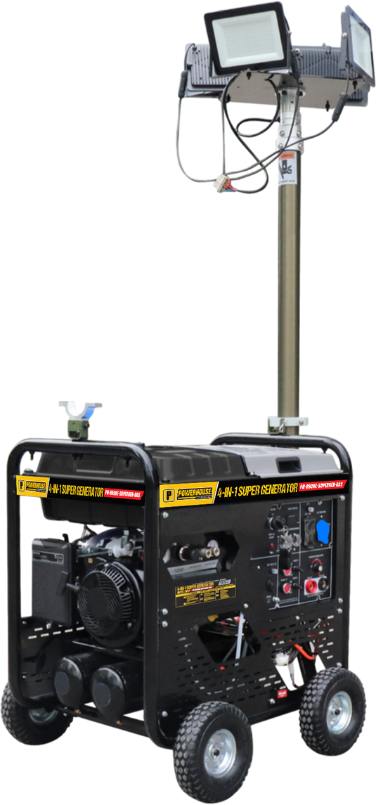 Super Generator 4-In-1 Air Compressor, Welding Machine, Generator w/ Light Tower