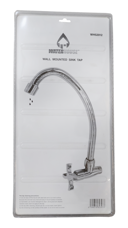 Chrome Alloy Wall Mounted Gooseneck Faucet Cross Handle 16
