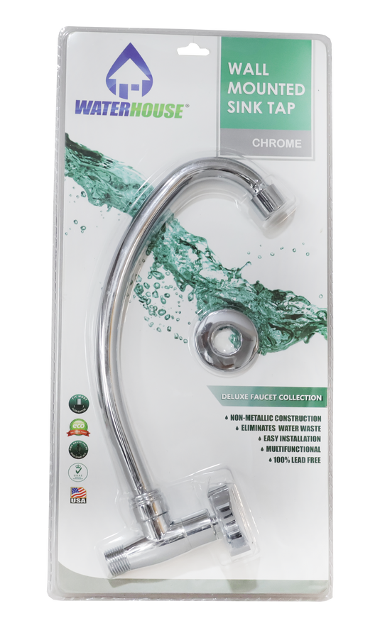 Chrome Alloy Wall Mounted Gooseneck Faucet Cross Handle 16