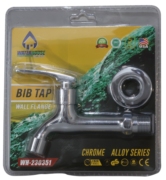 Chrome Alloy Wall Flange Bib Tap Sink Faucet Lever Handle 6