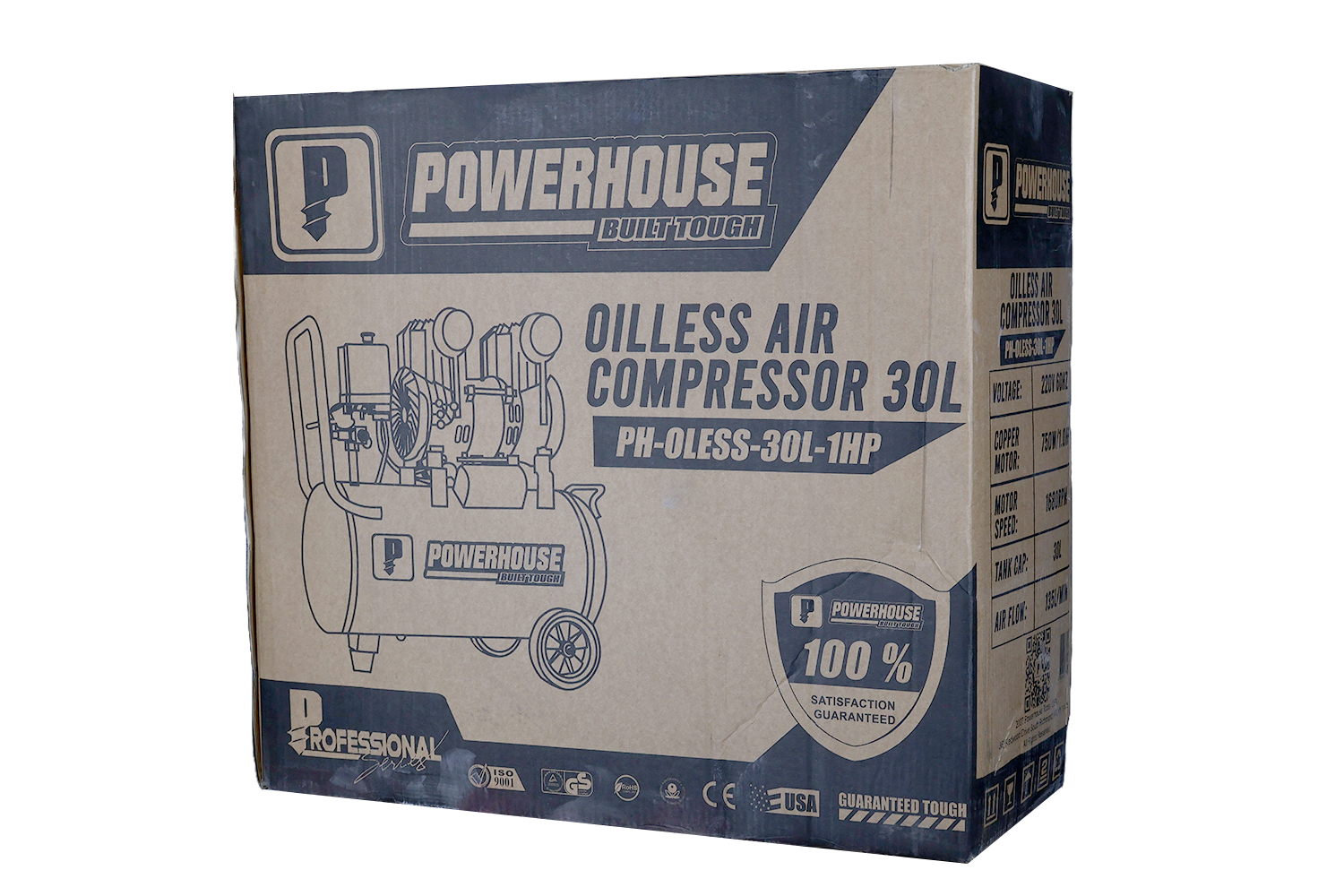 Compressor 30 Liter Oil and Noise Less Air Compressor 30L 1HP – Powerhouse Tools