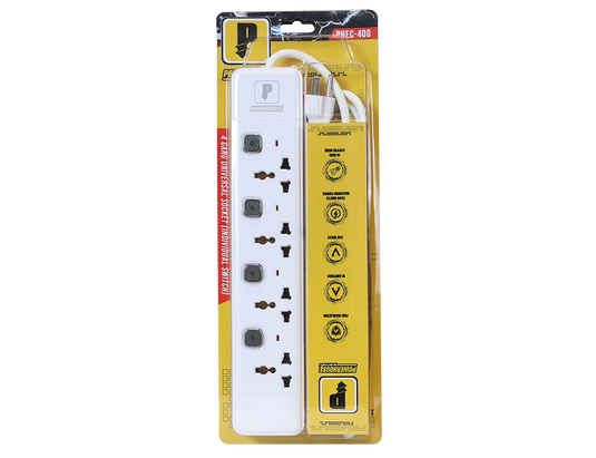 EXTENSION CORD WITH INDIVIDUAL SWITCH AND OVERLOAD PROTECTION PHEC-400