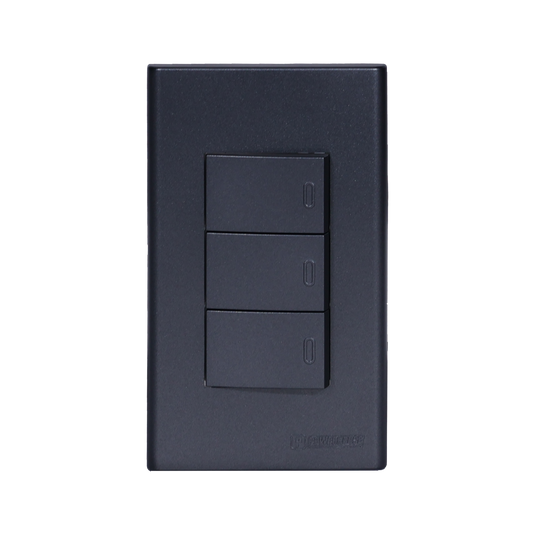 3 Gang Plate w/ One Way Switch - Gray