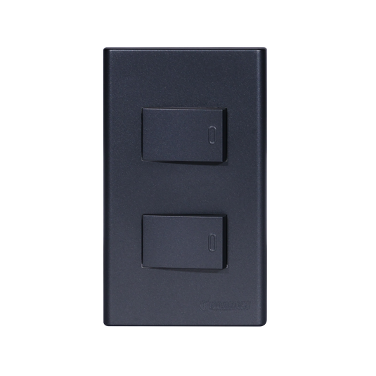 2 Gang Plate w/ Three Way Switch - Gray