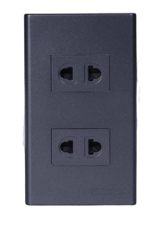 2 Gang Plate w/ Universal Outlet - Gray