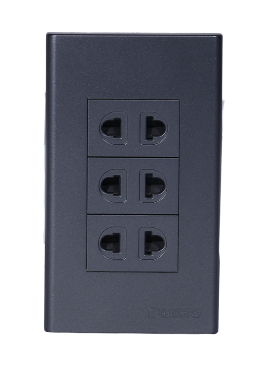 3 Gang Plate w/ Universal Outlet - Gray