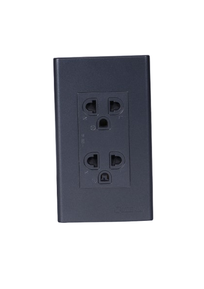 3 Gang Plate w/ Duplex Universal Outlet w/Ground - Gray