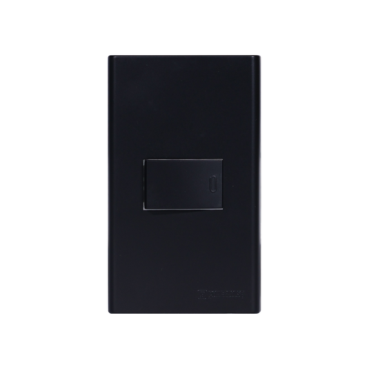 1 Gang Plate w/ Three Way Switch - Black