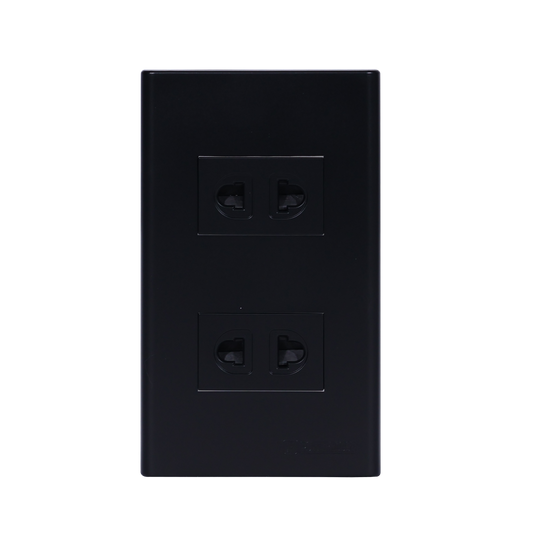 2 Gang Plate w/ Universal Outlet w/ Ground - Black