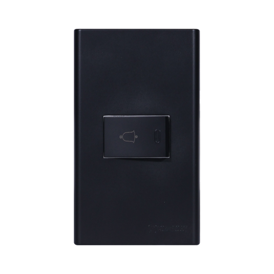 1 Gang Plate w/ Door Bell / Push Button - Black