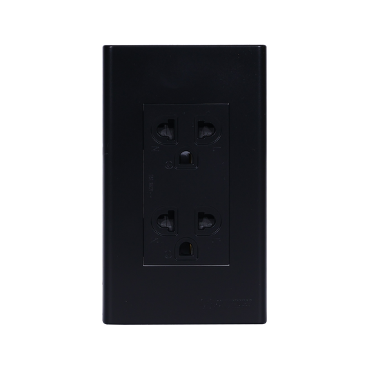 3 Gang Plate w/ Duplex Universal Outlet w/Ground - Black