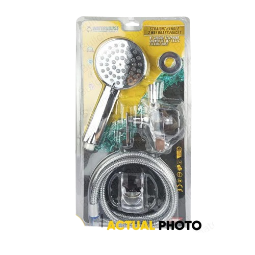 Telephone Shower Set w/ Straight Handle 2-Way Brass Faucet