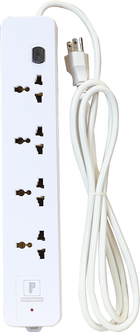 4-Gang Universal Socket Extension Cord with Single Switch & Overload P ...