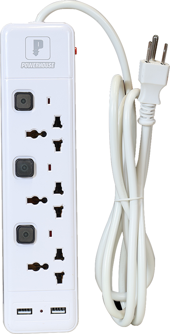 Load image into Gallery viewer, 3 GANG UNIVERSAL SOCKET W/ USB EXTENSION CORD WITH INDIVIDUAL SWITCH AND OVERLOAD PROTECTION PHEC-400U
