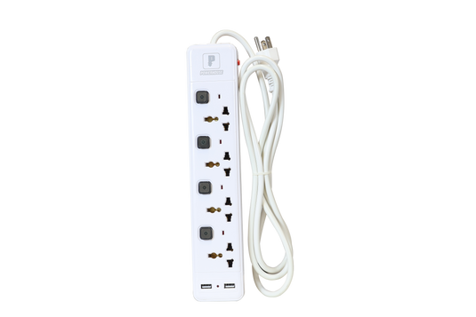 Mini Usb 4 Socket 4-Gang Universal Socket w/ USB Extension Cord With Individual Switch a ...