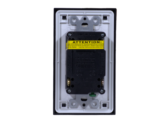 3 Gang Plate with Duplex Universal Outlet with Ground GCFI Outlet Black
