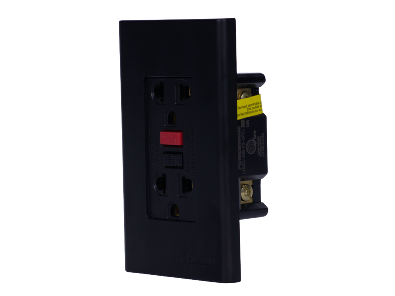 Load image into Gallery viewer, 3 Gang Plate with Duplex Universal Outlet with Ground GCFI Outlet Black
