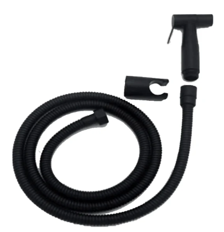 Stainless 304 Bidet Sprayer w/ High Tension Flexible Hose Matte Black 1.5 mts