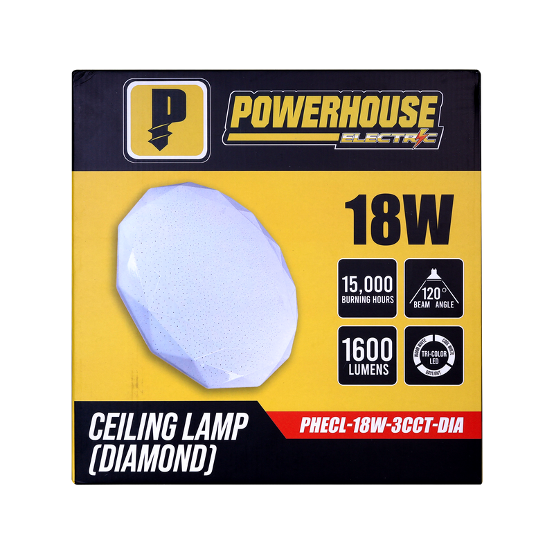 Load image into Gallery viewer, Tri-Color Ceiling Lamp 18W - Diamond
