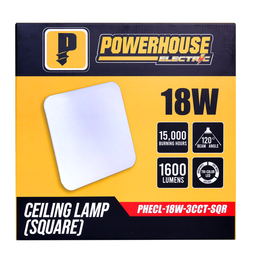 Tri-Color Ceiling Lamp 18W - Square
