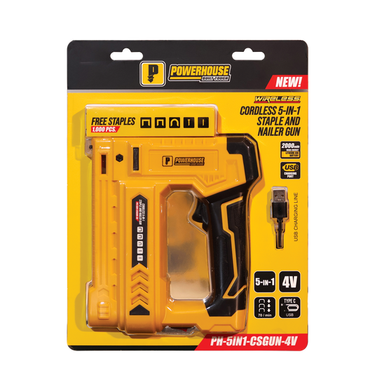 Cordless 5-in-1 Electric Staple and Nailer Gun 4V