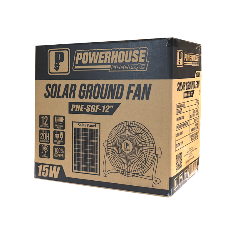 Load image into Gallery viewer, SOLAR DESK/GROUND FAN WITH USB CHARGING PORT PHE-SGF-12
