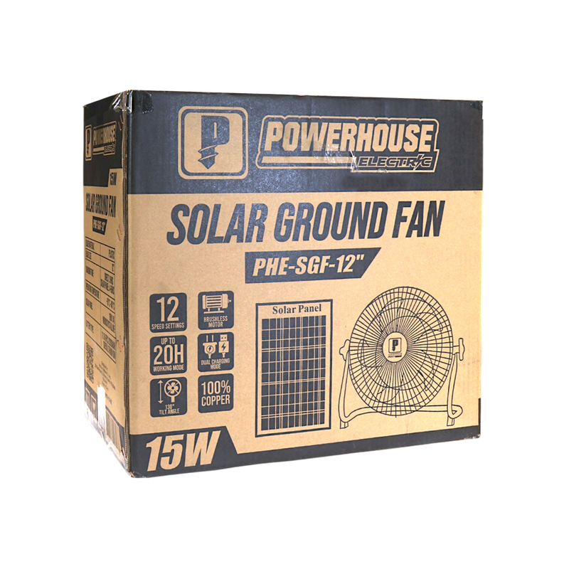 Load image into Gallery viewer, SOLAR DESK/GROUND FAN WITH USB CHARGING PORT PHE-SGF-12
