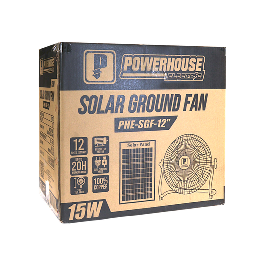 SOLAR DESK/GROUND FAN WITH USB CHARGING PORT PHE-SGF-12