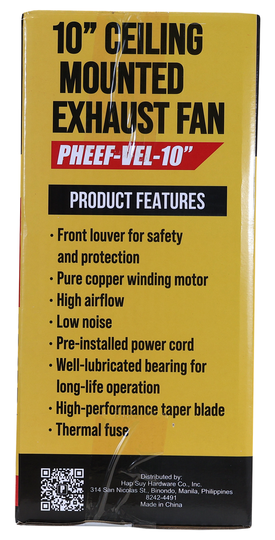 POWERHOUSE ELECTRIC 10IN EXHAUST FAN CEILING MOUNTED VELOCE SERIES (100% COPPER MOTOR/LOW NOISE) PHEEF-VEL-10"