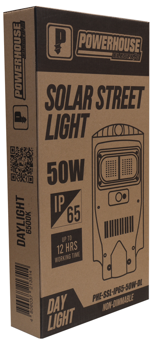 POWERHOUSE ELECTRIC SOLAR STREET LIGHT IP65 PHE-SSL-IP65-50W-DL