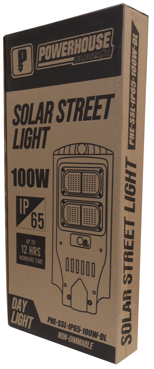 POWERHOUSE ELECTRIC SOLAR STREET LIGHT IP65 PHE-SSL-IP65-100W-DL