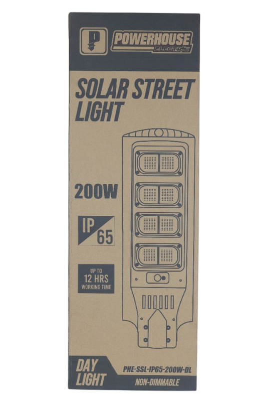 POWERHOUSE ELECTRIC SOLAR STREET LIGHT IP65 PHE-SSL-IP65-200W-DL