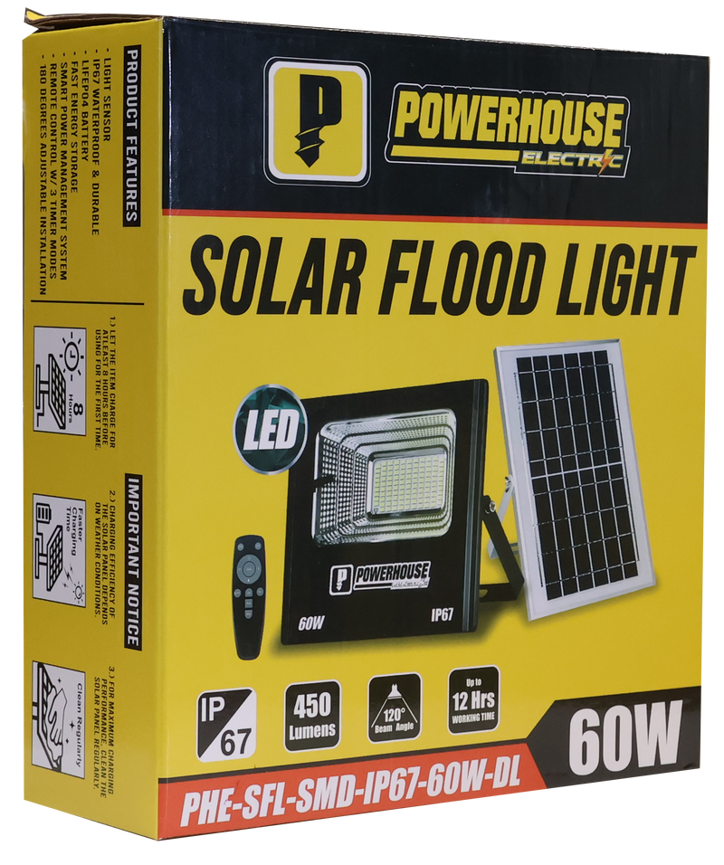 Load image into Gallery viewer, POWERHOUSE ELECTRIC SOLAR FLOOD LIGHT IP67 (SMD) PHE-SFL-SMD-IP67-60W-DL
