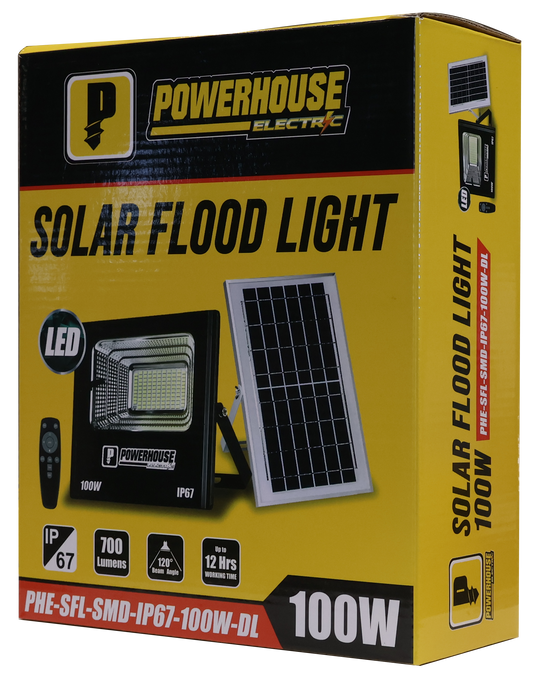 POWERHOUSE ELECTRIC SOLAR FLOOD LIGHT IP67 (SMD) PHE-SFL-SMD-IP67-100W-DL