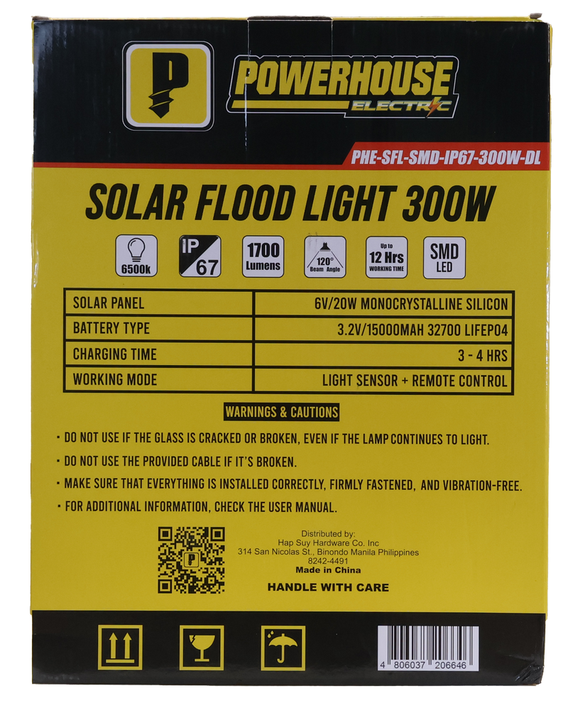 Load image into Gallery viewer, POWERHOUSE ELECTRIC SOLAR FLOOD LIGHT IP67 (SMD) PHE-SFL-SMD-IP67-300W-DL
