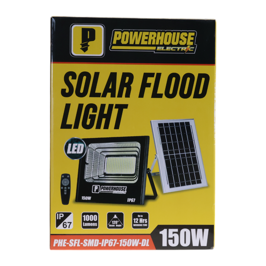 POWERHOUSE ELECTRIC SOLAR FLOOD LIGHT IP67 (SMD) PHE-SFL-SMD-IP67-150W-DL