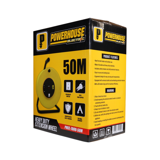 HEAVY DUTY EXTENSION WHEEL 50 METERS 4 GANG UNIVERSAL OUTLET (PHEC700U-50M)