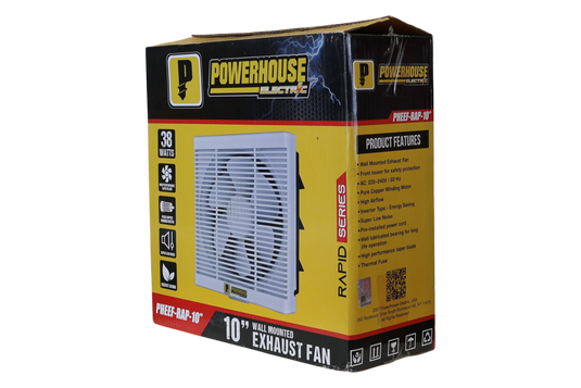 POWERHOUSE ELECTRIC 10IN EXHAUST FAN WALL MOUNTED RAPID SERIES (100% COPPER MOTOR/LOW NOISE) PHEEF-RAP-10"