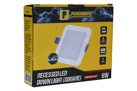 POWERHOUSE LED RECESSED DOWNLIGHT PHERP-SQR-6W-CW