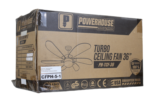 Powerhouse Fans Turbo Ceiling Fan AC Motor 36in w/ LED Light and Remote Control - Matt ...