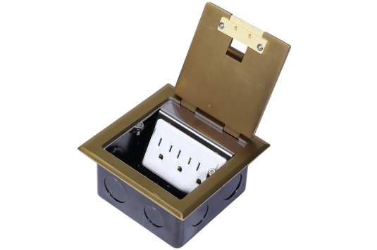 Recessed Floor Mounted Square Outlet Gold (Box only)