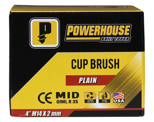 BRUSH CUP PLAIN 2MM (M14) - Plain M14 X 2MM X 4"
