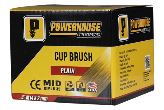 BRUSH CUP PLAIN 2MM (M14) - Plain M14 X 2MM X 4"