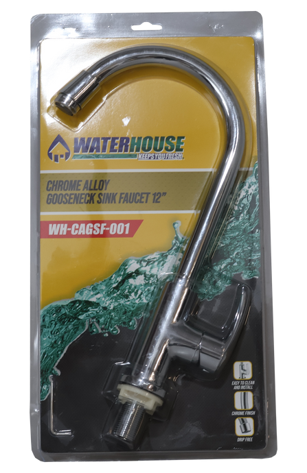 GOOSENECK SINK FAUCET LONG (CHROME ALLOY) - WH-CAGSF-001